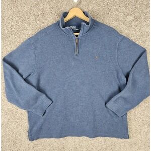 Polo‎ Ralph Lauren 1/4 Zip Pullover Blue Aqua Sweater Preppy Mens XL